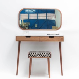 Console Hallway Table in Solid Wood & Marble Top, Floating Or With 2 Legs - thumbnail 3