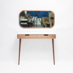 Console Hallway Table in Solid Wood & Marble Top, Floating Or With 2 Legs - thumbnail 2