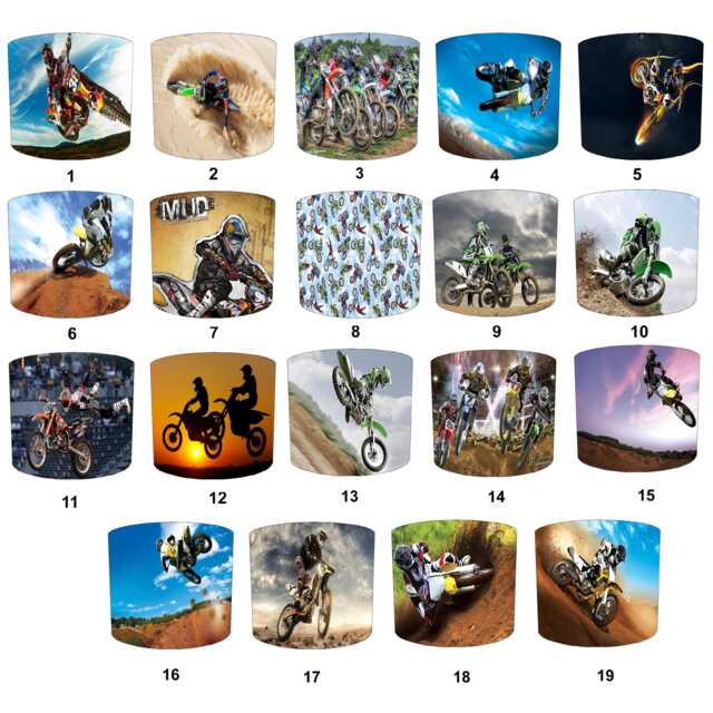 Motocross Dirt Bikes Drum Lampshades For Ceiling Light Shades Pendants Or Bedside, Table Lamp Bases - image 1