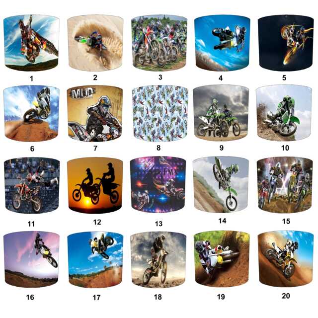Motocross Dirt Bike Drum Lampshade For Ceiling Light Pendants Or Table Lamp Bases