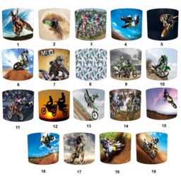 Motocross Dirt Bikes Drum Lampshades For Ceiling Light Shades Pendants Or Bedside, Table Lamp Bases