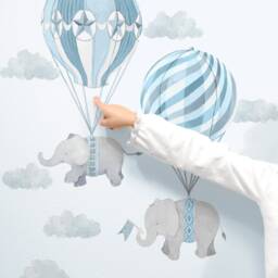 Up, Up & Away Hot Air Balloon Elephants - Blue Peel-And-stick Wall Decals Mej - thumbnail 1