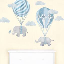 Up, Up & Away Hot Air Balloon Elephants - Blue Peel-And-stick Wall Decals Mej - thumbnail 3