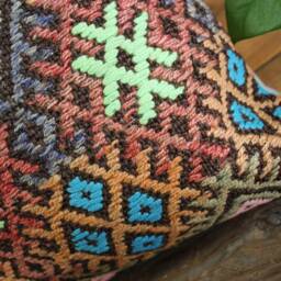 40cm - 16In Vintage Kilim Cushion Cover Handwoven - Authentic Pillow Hand Spun Wool Turkish Square - thumbnail 3