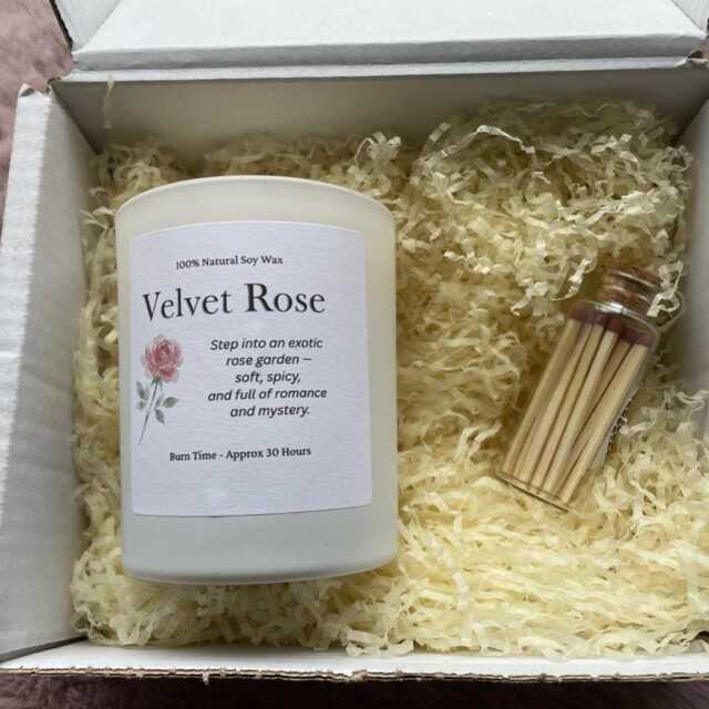 Rose Scented Candle Soy Wax Handmade Gift Romantic Woman Birthday Present Valentine Her Home Fragrance Natural Vegan Luxury Spa Floral - image 1