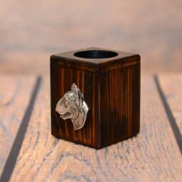 Bull Terrier - Wooden Candlestick With Dog, Souvenir, Decoration, Limited Edition, Collection - thumbnail 2