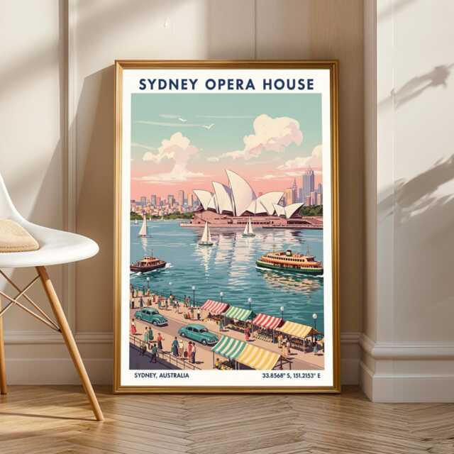 Sydney Opera House Vintage Travel Poster Retro Australian Art - image 1
