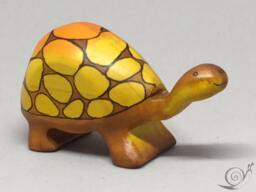 Toy Turtle Large With High Tortoise Shell Wooden Colorful Orange Brown Size 4, 5 X 8, 5 3, 0 cm - Bxhxs Ca. 30, 0 Gr