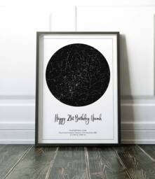 Night Sky Print, Personalised Birthday Gift, The Stars Day You Were Born, Bespoke, Custom Star Map - thumbnail 1