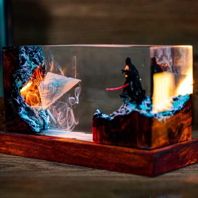 Premium Darth Vader Blast Diorama Resin Lamp - Handmade Galaxy Night Light Galactic Empire Inspired Gift For Him Sci-Fi Decor - image 1