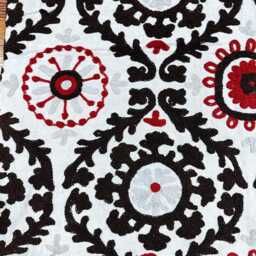 Wool Embroidery Suzani Exclusive Artisinal Handmade Stitch Elegant Sofa Bed Cotton Wall Decor Throw - White Black Red Colours - thumbnail 2