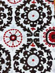 Wool Embroidery Suzani Exclusive Artisinal Handmade Stitch Elegant Sofa Bed Cotton Wall Decor Throw - White Black Red Colours