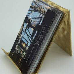 Hammered Brass Business Card Holder - Stylish Vertical Desk Accessory For Professionals & Office Gifts - thumbnail 2