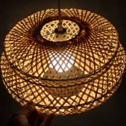 Handmade Bamboo Tower Pendant Light Natural Woven Chandelier - thumbnail 2