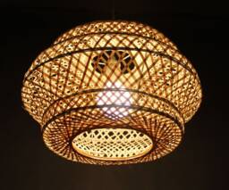 Handmade Bamboo Tower Pendant Light Natural Woven Chandelier - thumbnail 1