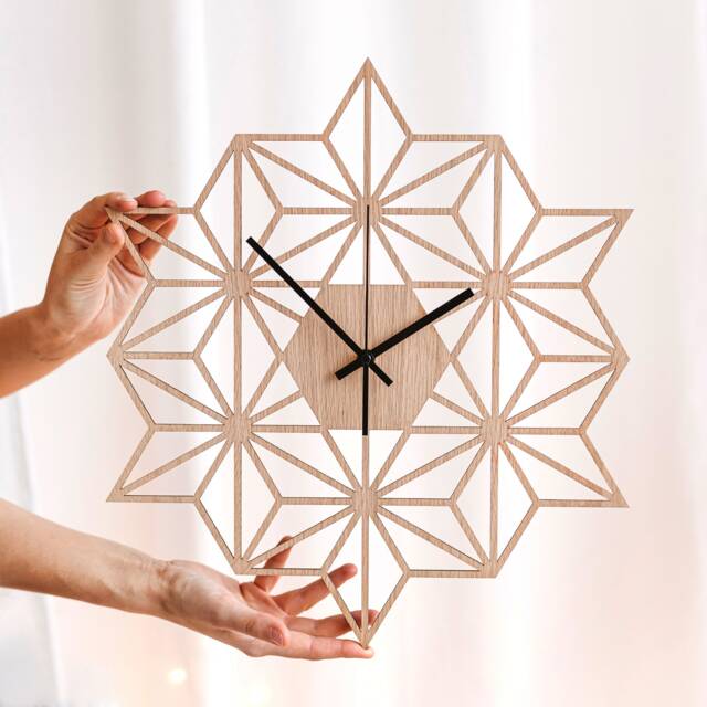 Silent Oak Wall Clock - Scandinavian Ispired Home Accent, Minimalist & Modern Design Geometric Wooden Decor - image 1