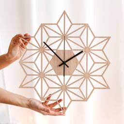 Silent Oak Wall Clock - Scandinavian Ispired Home Accent, Minimalist & Modern Design Geometric Wooden Decor - thumbnail 1