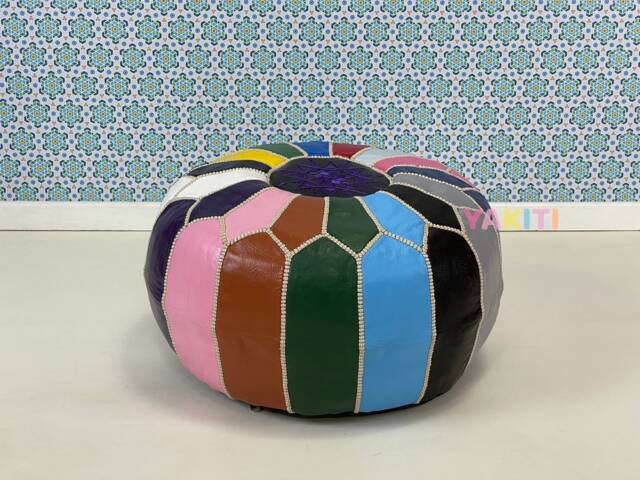 Yakiti - Moroccan Pouf, Bohemian Leather Pouf, Poufs & Ottomans, Ottoman Pouf Seat, Pouf Footstool Cover, Pure Organic Leather - image 1