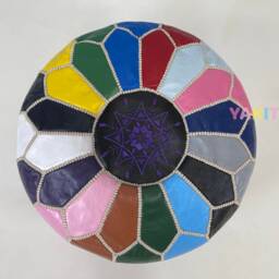 Yakiti - Moroccan Pouf, Bohemian Leather Pouf, Poufs & Ottomans, Ottoman Pouf Seat, Pouf Footstool Cover, Pure Organic Leather - thumbnail 2