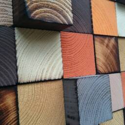Reclaimed Pine Wood Mosaic Wall Art - Rustic Orange Brown Decor - thumbnail 3