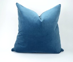 Slate Blue Velvet Pillow Case Heavy Cotton Sham, Zipper Closure