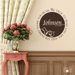Family Monogram Wall Decal Be True - Vinyl Text Sticker Art Custom Home Decor