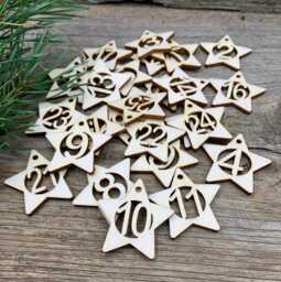 Wooden Advent Calendar Tags Star Number Cutouts, Set Of 25 - thumbnail 1