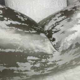 Hailes Metallic Silver Grey Cushion Cover - 12 X 20 Designer Fabric, Handmade in UK Double Sided - thumbnail 3