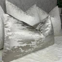 Hailes Metallic Silver Grey Cushion Cover - 12 X 20 Designer Fabric, Handmade in UK Double Sided