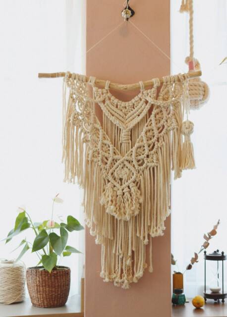 Macrame Bohemian Wall Hanging, Medium Fibre Art, Living Room Decor - image 1