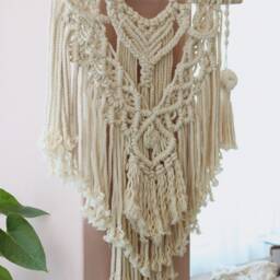 Macrame Bohemian Wall Hanging, Medium Fibre Art, Living Room Decor - thumbnail 4