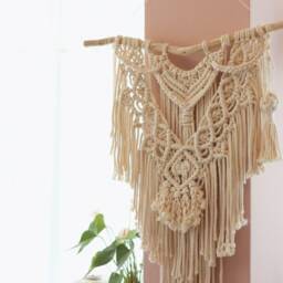 Macrame Bohemian Wall Hanging, Medium Fibre Art, Living Room Decor - thumbnail 3