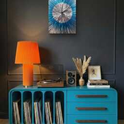 Modern Abstract Metal Artwork Clock. Teal, Blue & Silver - thumbnail 3