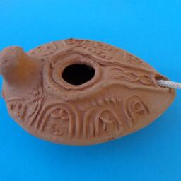 Authentic Pottery Oil Lamp Handmade Ceramic Candle, Holy Land Gift - thumbnail 2