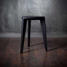 Black Wooden Stool - Handmade Burnt Hardwood, Japandi Accent - thumbnail 1