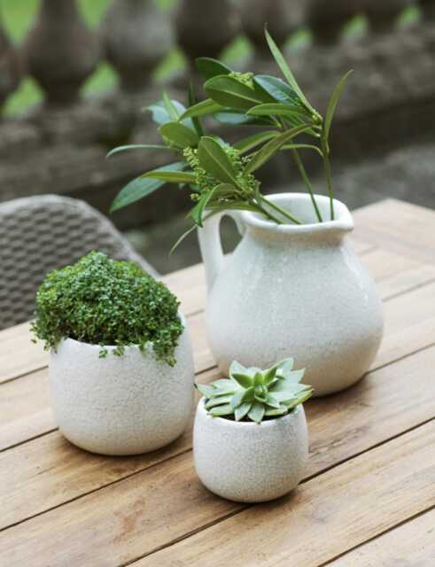 White Crackle Ravello Plant Pot - Ceramic Glazed Planter Home Decor Stoneware 2 Sizes - image 1