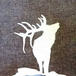 Embroidered Elk Pillow Brown Burlap Wildlife Cushion - thumbnail 2