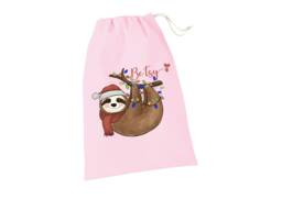 Personalized Pink Cotton Santa Sack Sloth With Christmas Lights