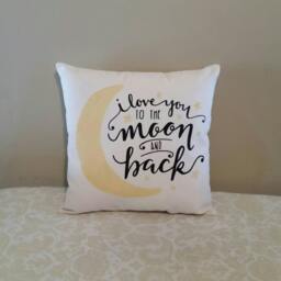 I Love You To The Moon & Back Pillow Rustic Cotton Canvas Nursery Decor - thumbnail 2