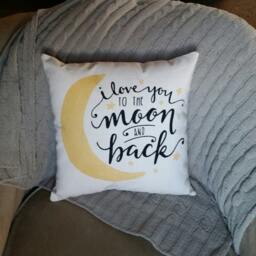 I Love You To The Moon & Back Pillow Rustic Cotton Canvas Nursery Decor - thumbnail 3