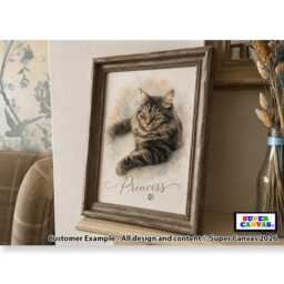 Custom Watercolour Pet Cat Personalised Painting Portrait Print From Photo Memorial Artwork Framed Unique Handmade Lover Gift - thumbnail 3
