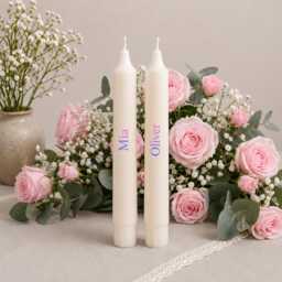 Personalised Wedding Candle Set - Unity With Memorial Bride & Groom Ceremony Candles Purple Pink Bundle Keepsake - thumbnail 4