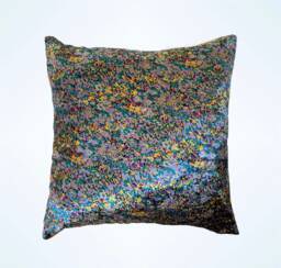 Velvet Cushion Cover, Floral Decorative Cushion, Throw Pillow Double Sided, Blue Printed Velvet - thumbnail 1