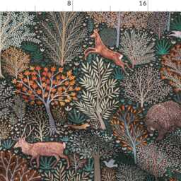 Woodland Throw Blanket - Rustic Autumn Thanksgiving Animals Leaves Pine Fall Forest By Rebecca_Reck_Art - thumbnail 4