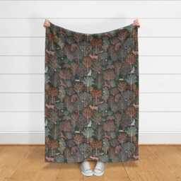 Woodland Throw Blanket - Rustic Autumn Thanksgiving Animals Leaves Pine Fall Forest By Rebecca_Reck_Art - thumbnail 3