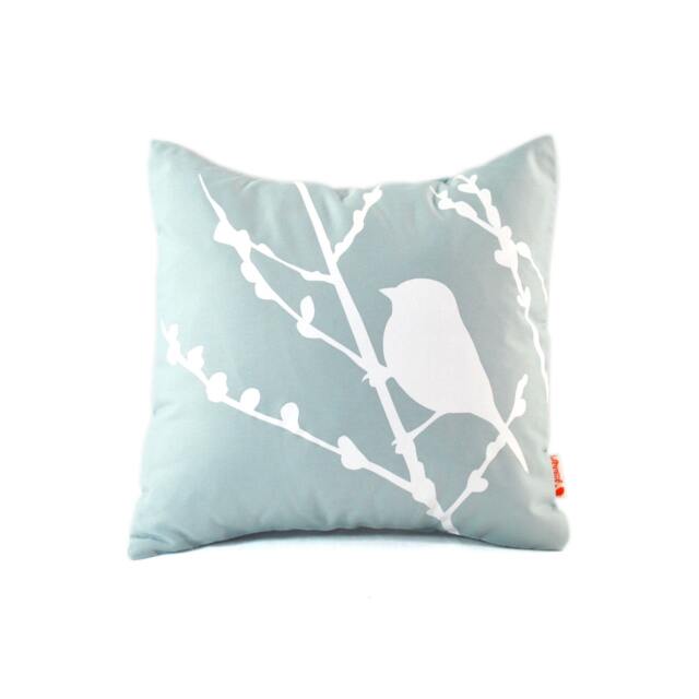 Light Blue Bird On Cherry Blossom - Mini 10.5 Inches Square Pillow - image 1