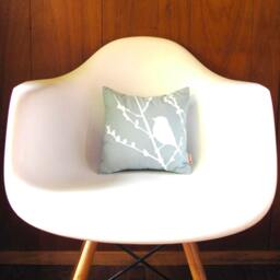 Light Blue Bird On Cherry Blossom - Mini 10.5 Inches Square Pillow - thumbnail 4