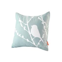 Light Blue Bird On Cherry Blossom - Mini 10.5 Inches Square Pillow - thumbnail 2