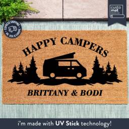 Personalized Camper Accessories - Custom Camping Decor Birthday Gift Campers Doormat Personalised Happy Motorhome Coir - thumbnail 1