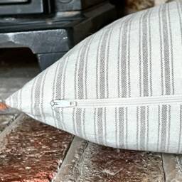 1494. Thin Beige Stripe - Admiral Linen Look Cotton Cushion Cover - thumbnail 2